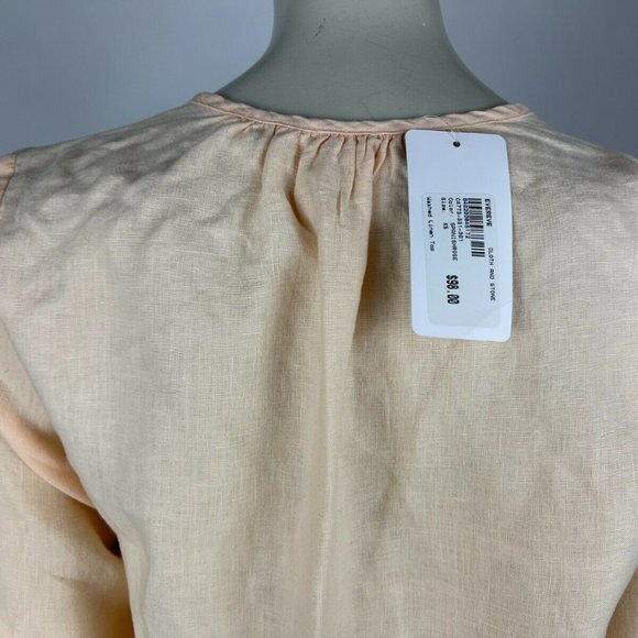 Anthropologie Cloth & Stone 100% Linen Blouse Top Tie Front Long Sleeve Women XS - Picture 9 of 11